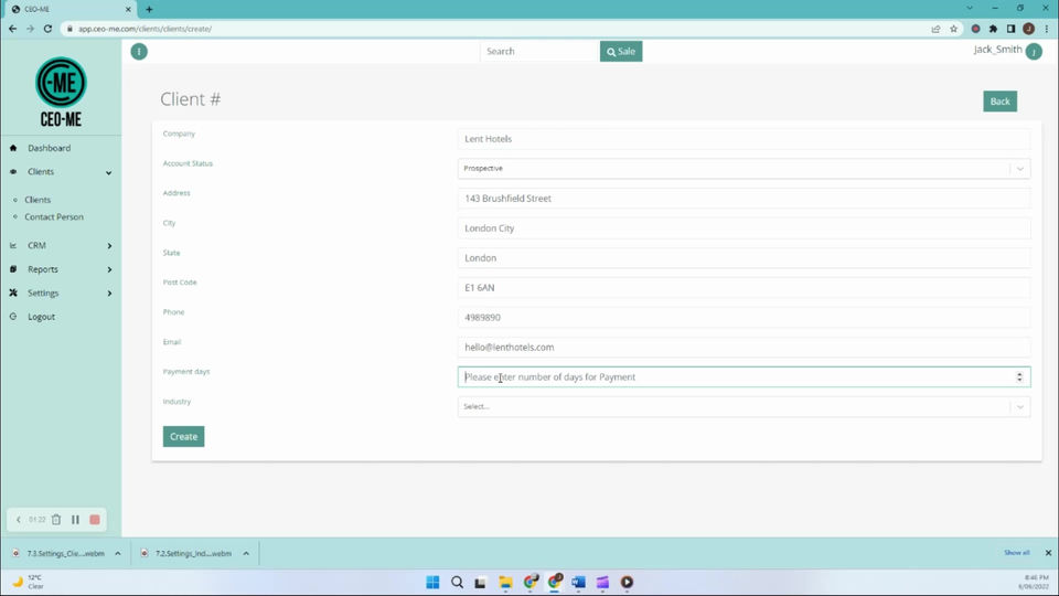 4. SETTINGS: CLIENTS & CONTACT PERSON